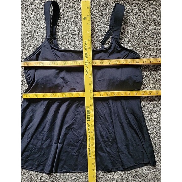 Lands' End Black LARGE 14-16 Swim Top Tankini Flutter Hem Solid Padded S98 - Picture 3 of 5